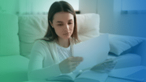 Clarity guide for fatigue, hormones, and brain fog; reviewing lab results; woman feeling tired; physician-backed health guide